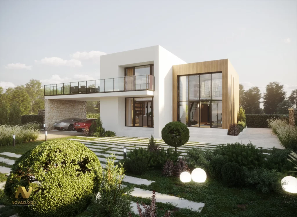 Maison contemporaine au cœur de la nature – Rendu 3D inspirant