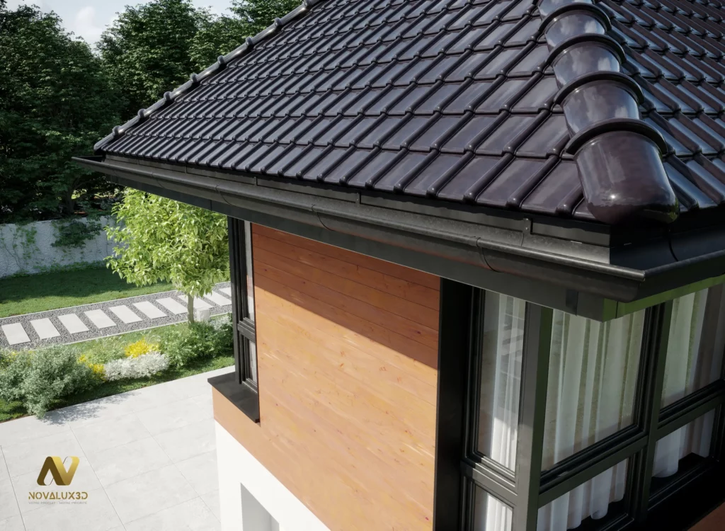 Novalux3d_maison_francaise_marron_fonce_brillant_zoom