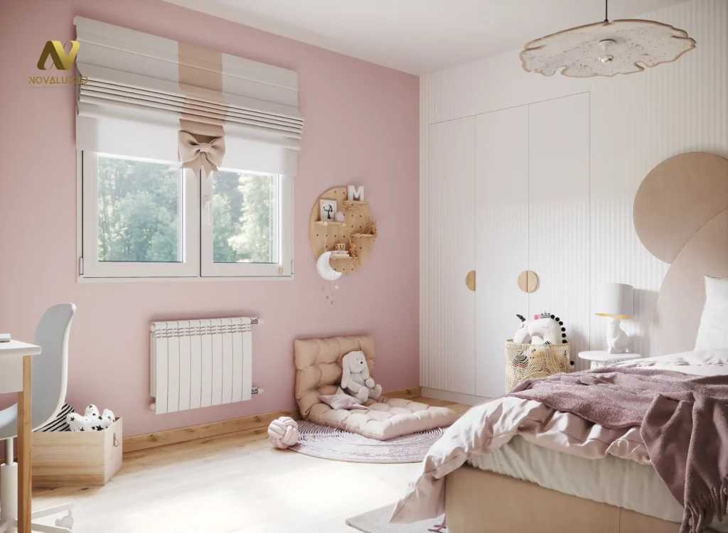 Chambre de fille rose poudré – Ambiance douce et chaleureuse