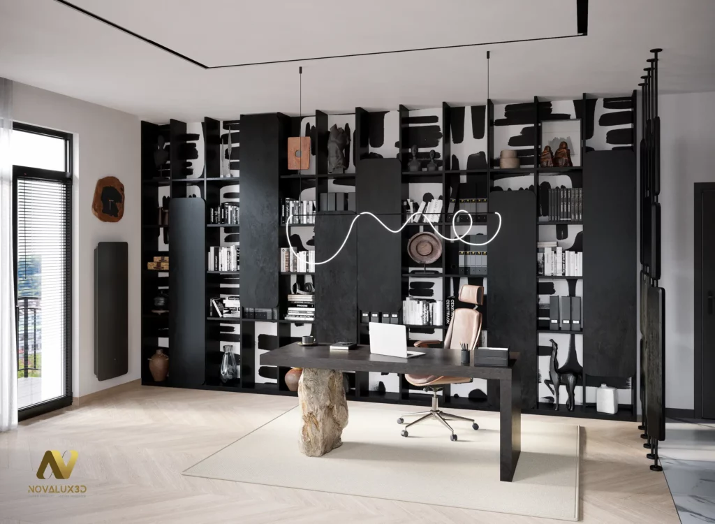 Bureau contemporain haut de gamme – Design noir et bois